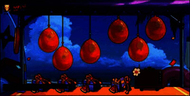 打气球活动界面，角色释放奥义技能击破气球