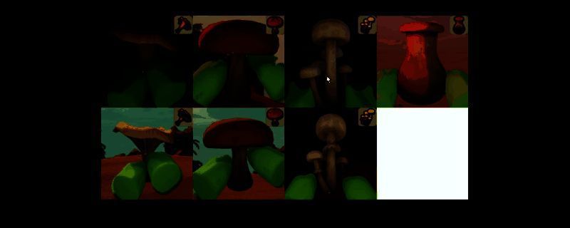 玩家在《PEAK》中手持两种不同颜色的蘑菇，背景为森林场景，队友站在一旁表情疑惑