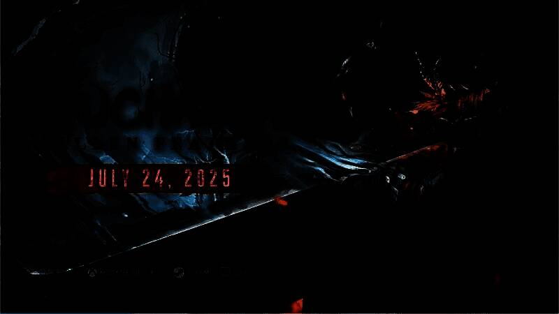 游戏内场景截图，黄昏下的残破村庄与远处若隐若现的异形敌人，营造出浓厚的末世氛围