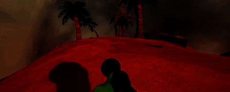 《PEAK》中玩家利用空中藤蔓躲避骷髅怪攻击的场景