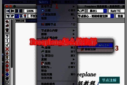 Freeplane思维导图界面展示，节点结构清晰，界面功能分区明确