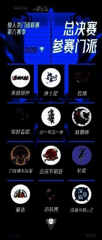 狼人杀总决赛12强门派名单公布，各队选手蓄势待发