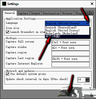 偏好设置界面中的语言选项，中文已被选中并准备确认保存