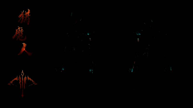 猎魔人职业战甲展示，面具破碎但眼神凌厉，双弩蓄势待发