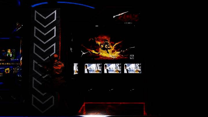 展区内玩家试玩区域，多人围观互动气氛热烈