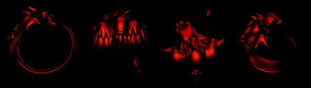 朱雀季军戒指整体造型，火焰纹饰环绕边缘，极具视觉冲击力