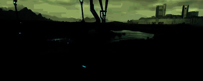 《死亡搁浅2》中玩家手持消音狙击枪在荒原潜行，远处敌人尚未察觉