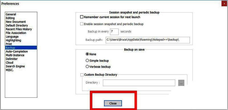 Notepad++设置窗口底部的【Close】按钮