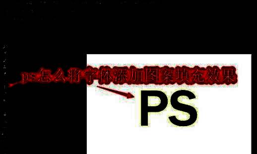 Photoshop界面中展示的文字图案填充效果图，字体表面呈现纹理质感，视觉冲击力强