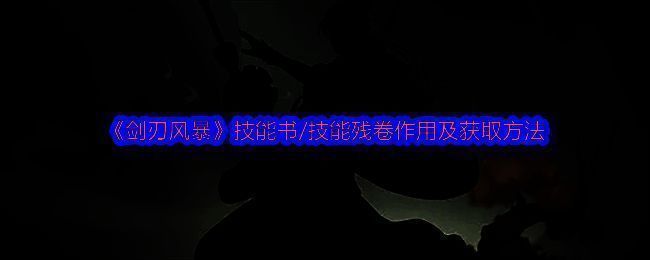 剑刃风暴技能界面展示，角色手持武器释放技能特效，下方列出不同等级技能名称