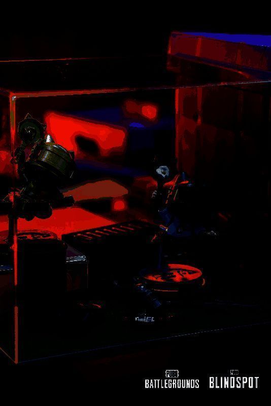 多位主播同框合影，背景是PUBG展台巨型飞机