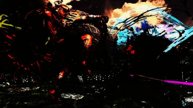 城市夜景擂台中，沙加特缓缓起身，灯光映照出其健硕身形