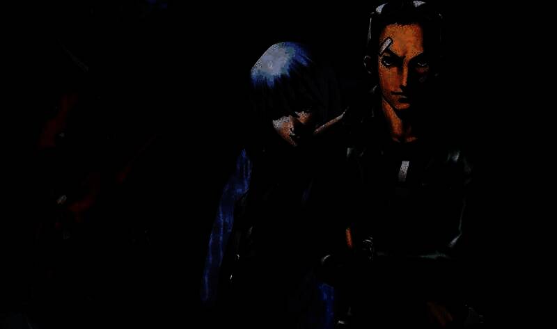 《女神异闻录》角色身穿华丽制服战斗的画面，服装细节精致