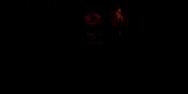 角色站在二楼房间中央拾取发光物品，背景为木质结构房梁，地面有符文图案