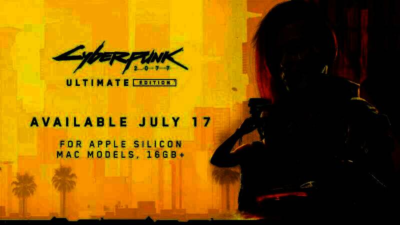 Mac版游戏界面预览图，展示高画质下夜之城街道细节，光影效果惊艳