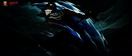 剧情关卡画面，再不斩与白并肩站立于桥上，背景为浓雾弥漫的水之国