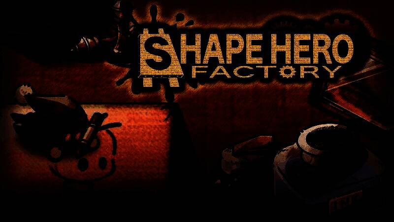 《涂鸦英雄工厂》游戏界面展示，玩家正在组合圆形、三角形和方形模块构建英雄生产线