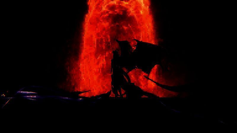 主角在废墟中觉醒的场景，周身环绕着混沌能量，眼神中透露出迷茫与挣扎，背景是崩塌的神殿与血色天空