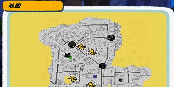 游戏地图中标记的任务起始位置，红点处为屋顶白猫所在地点