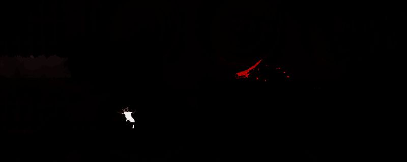 《雨世界》游戏画面，主角小猫在昏暗洞穴中潜行，背景隐约可见发光的神经元结构