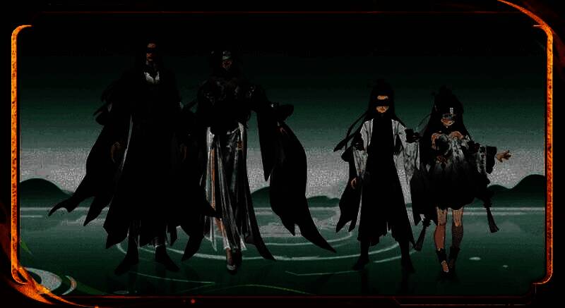 “西溪且留下”限定时装展示图，男女角色身着水墨风格战袍，衣袂飘飘，特效环绕