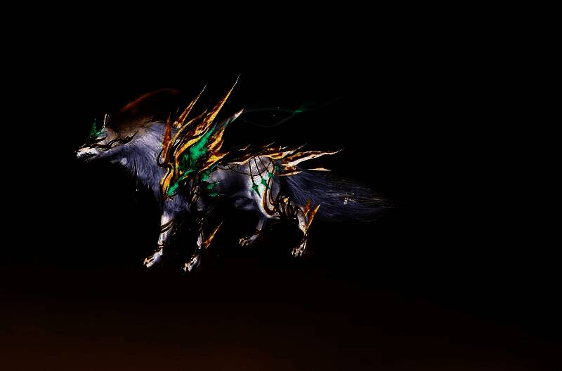 啸月·驰星汉坐骑展示，银白色巨狼静立于星空之下，角上冰晶闪烁，身后星光流动，宛如来自银河彼岸的神兽