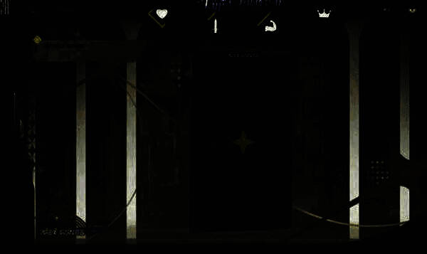 主线剧情过场动画截图，卡提希娅与弗洛洛对峙于废墟之中，天空裂开红色光痕，气氛紧张