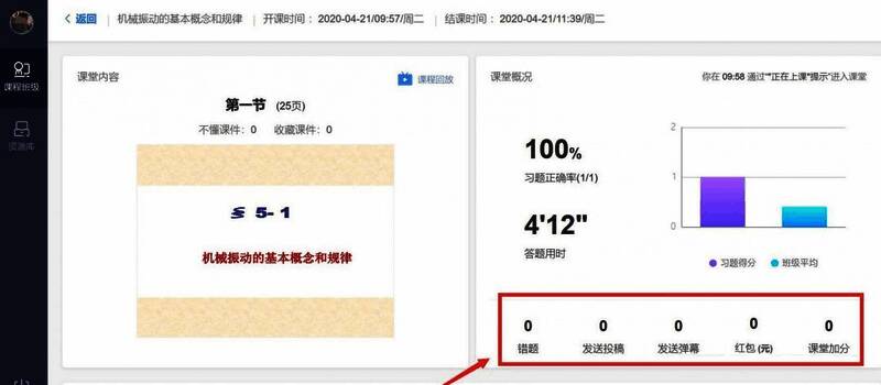 学生在雨课堂中发送弹幕和投稿的界面截图，展示互动功能位置