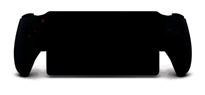 PlayStation Portal远程串流设备特写，红黑涂装与主机呼应，屏幕显示正在串流运行的游戏画面