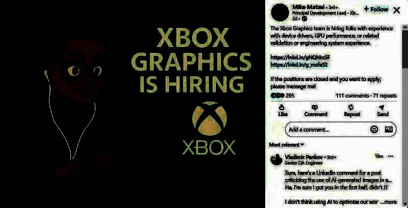 AI生成的办公室工作场景，一名员工坐在桌前使用键盘和显示器，但显示器背面错误地显示着画面