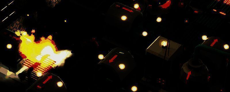 《自动厨师》游戏界面展示，屏幕上显示关卡流程图与代码模块拼接界面，背景为厨房自动化设备运行场景