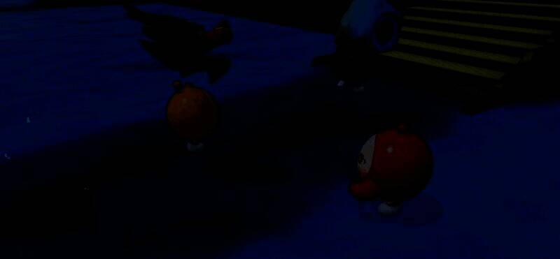 蛋仔们忙碌搬运物资的场景，车厢前堆满箱子和能量罐，背景是即将启程的列车