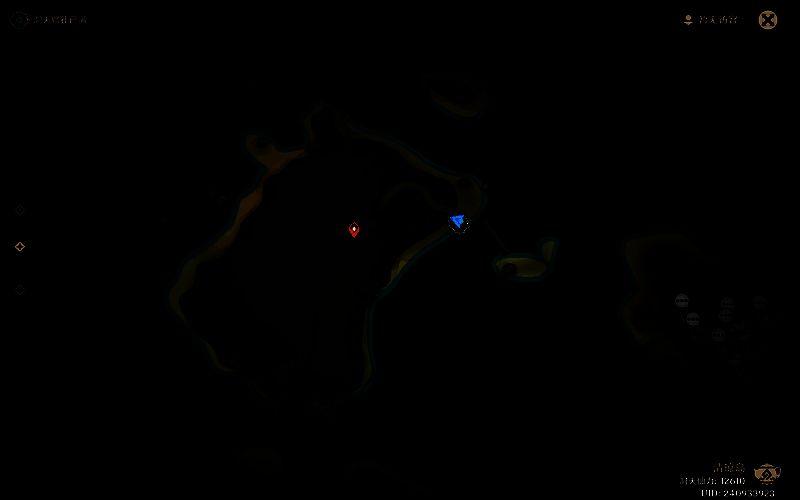 蜃云岛地图，红点显示壶灵在悬崖边的刷新位置