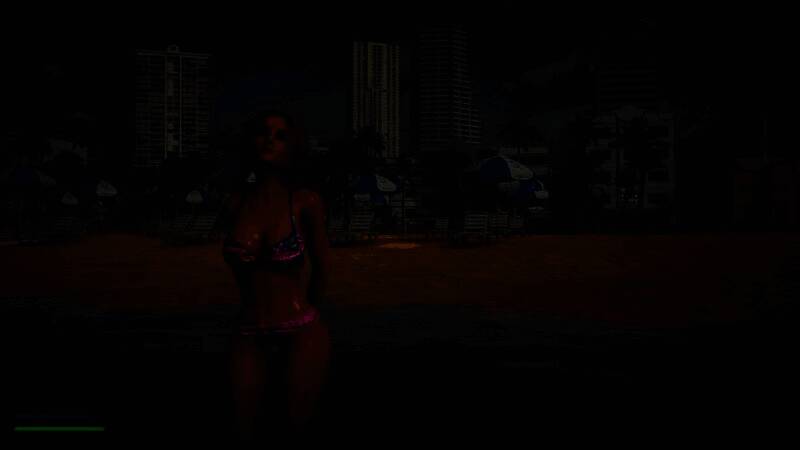 城市街道废墟中，比基尼战士与多名兽人包围对峙