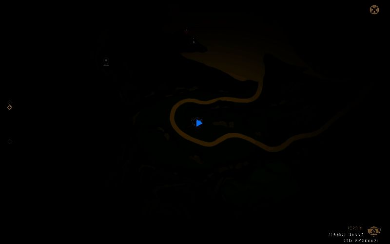 地图标记显示阿嘟在霞见滩东部平台的精确位置，红点标注清晰，周围有树木和路径参考