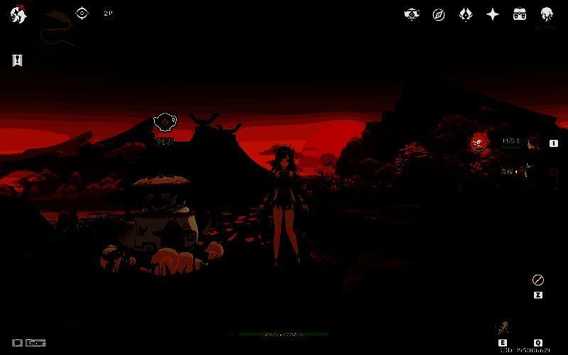 实际游戏画面中的阿嘟所在位置，位于一块平坦岩石上，背景为海景与樱花