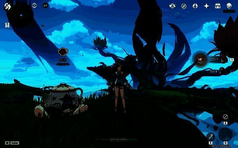 顶端平台实景图，壶灵阿嘟立于符文中央，身后有光影流转