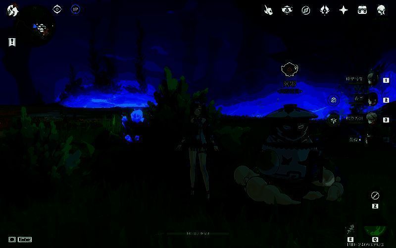 粼光岛全景地图，蓝色光标指示壶灵阿嘟可能出现的区域