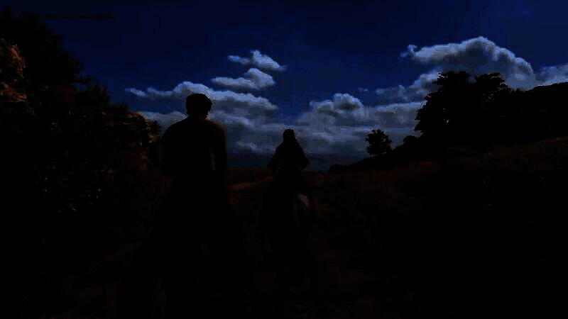 恩佐骑马穿行于金色夕阳下的西西里田野，远处山峦起伏，画面宛如油画