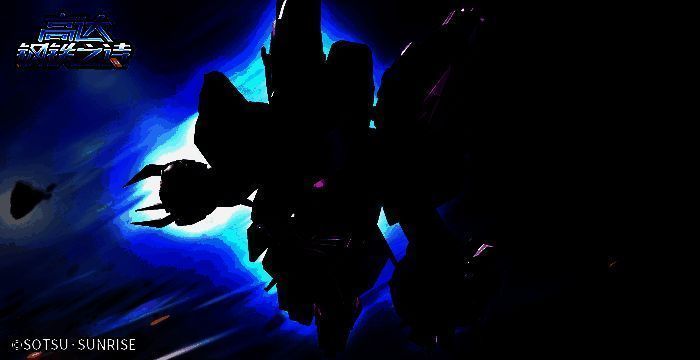 罗森·祖鲁展开盾牌防御敌方炮击，机械爪延伸锁定远处目标，机体周围浮现能量波动特效