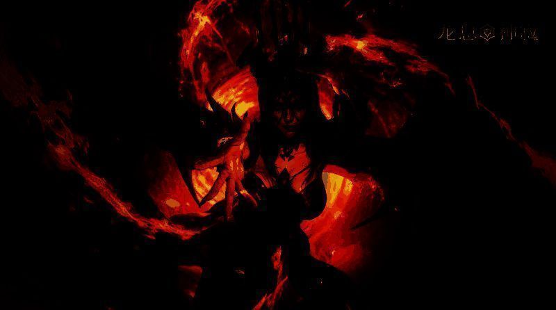 黑暗女士技能释放动画，红色能量波席卷全场，敌人被击飞并陷入负面状态