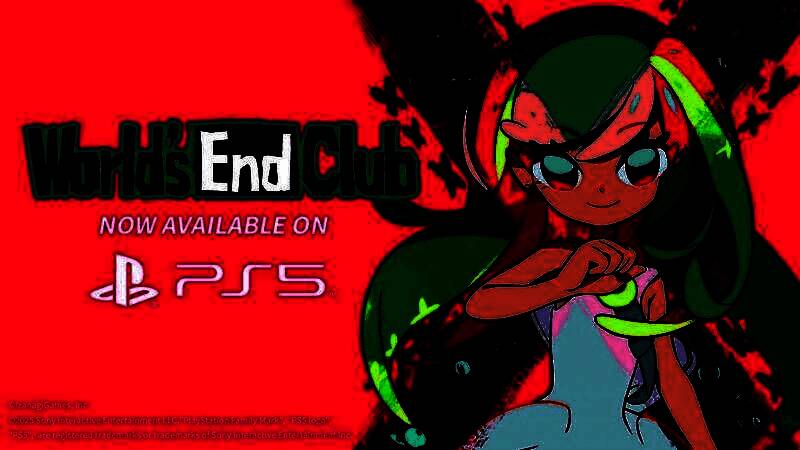 《World's End Club》游戏画面截图，12名少年少女角色集体亮相于荒废的海底游乐园中，背景充满神秘机关与霓虹灯光，氛围诡谲而梦幻