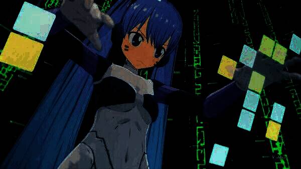 《EDENS ZERO》战斗画面，角色释放技能对抗机械敌人