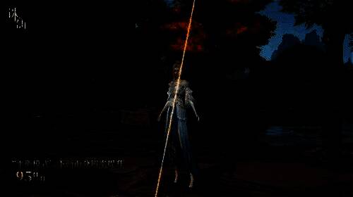 角色施放大型仙法技能的瞬间，金色雷光撕裂天空，周围气浪翻涌，特效细节极为丰富