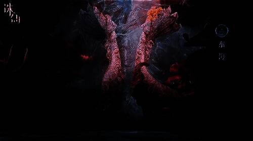 浮空仙门倒映在湖面，晨光穿透云层形成丁达尔效应，水面波光粼粼