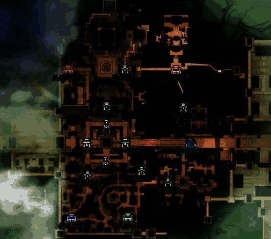 大兴地牢副本内BOSS战斗场景，角色在狭窄空间中躲避红色预警区域的技能打击