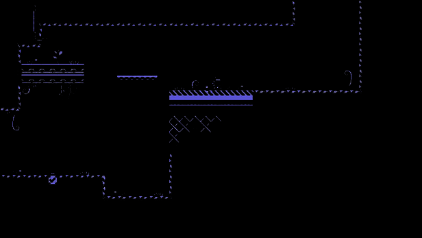 角色在空中回放先前录制的跳跃轨迹，形成空中踏步效果，下方是深不见底的金属峡谷