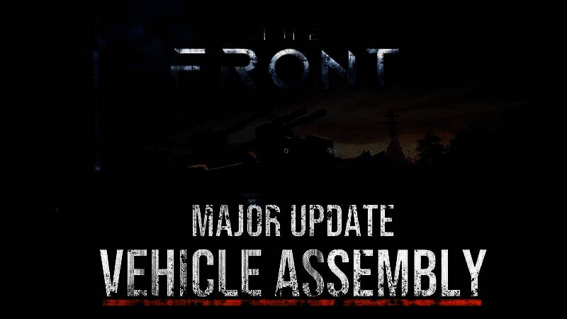 玩家在组装平台上拼接战车模块，屏幕显示多种部件选项与属性参数