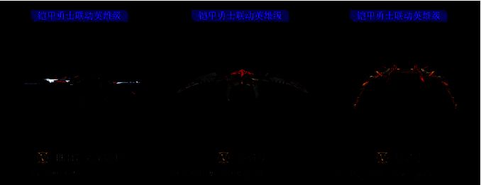 铠甲勇士联动角色持枪站立，背景为火焰特效，展现热血战斗氛围