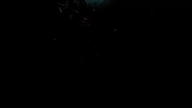 游戏中一名巨型BOSS在古庙中发动技能，地面浮现符文阵法，主角腾空闪避